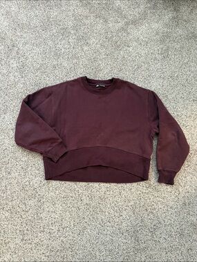 Zara Maroon Crewneck Cropped Sweatshirt